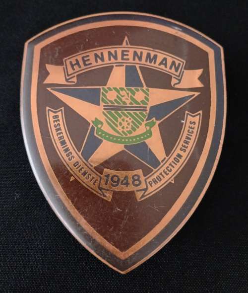 1948 HENNEMAN Beskermings Diens / Protection Services Badge ( Note One Pin Off )       No.46