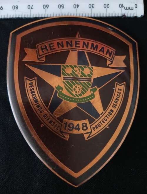 1948 HENNEMAN Beskermings Diens / Protection Services Badge ( Note One Pin Off )       No.46