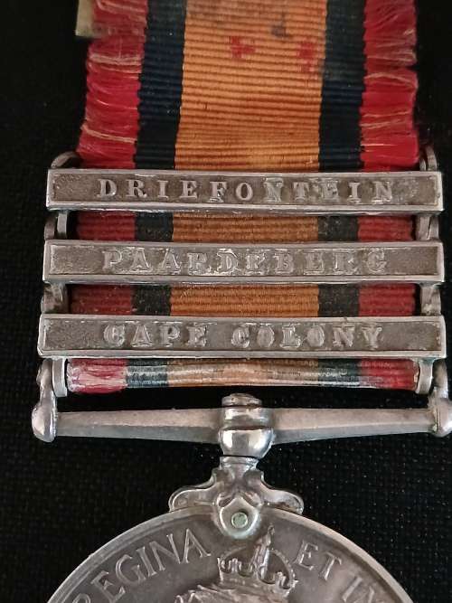 Boer War -  QSA Medal Awarded To: 69 PTE R.G. MORWOOD. C.M.S.C.    No.26