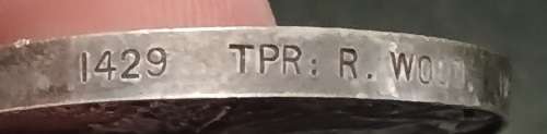Boer War -  QSA Medal Awarded To:  1429 TPR: R. WOOD. IMP: LT HORSE           No.28