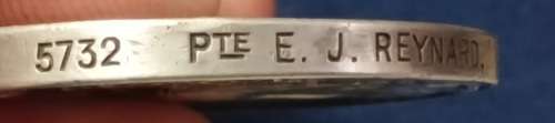 Boer War -  QSA Medal Awarded To: 5732 PTE E. J. REYNARD, 2ND D OF C. LT INFY   No.40