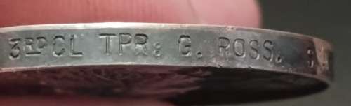 Boer War -  QSA Medal Awarded To:  1091 3RD CL TPR: G. ROSS. S.A.C.        No.41