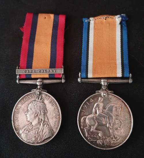 Boer War / WW1  QSA & British War Medal To: 1483 PTE H.N.DRYDEN. D. OF E. OWN V.R.   No.46