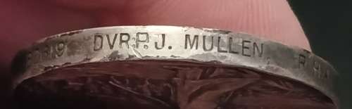 Boer War -  QSA Medal Awarded To:  82619  DVR: P. J. MULLEN, R.H.A.     No.51
