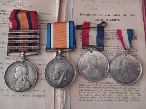 Boer War QSA & BWM Medal Awarded To: 3326 Pte. P. LORD. 14/Hrs.        No.62