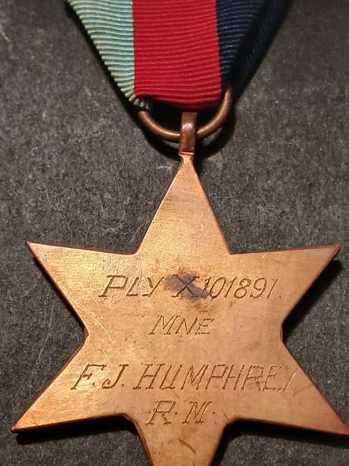 British WWII Royal Marines Medal Group To: PLY X101891 MNE. F.J. HUMPHREY. R.M.  No.25