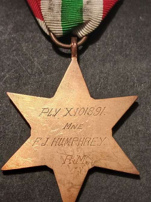 British WWII Royal Marines Medal Group To: PLY X101891 MNE. F.J. HUMPHREY. R.M.  No.25