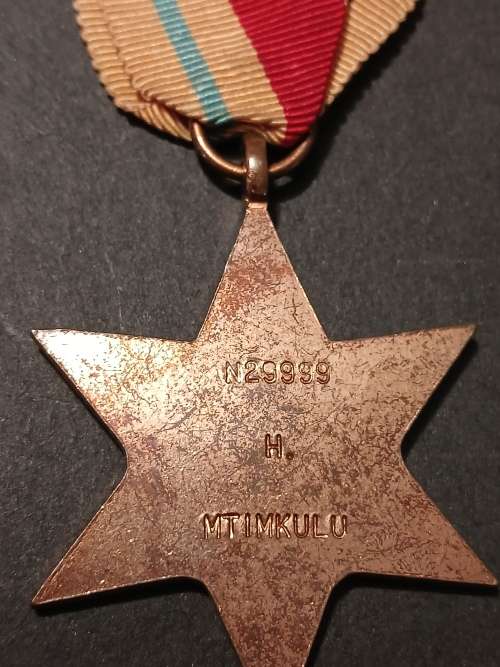 WW2 Medal Group Awarded To ( Native Soldier )  N29999 H. MTIMKULU    No.32