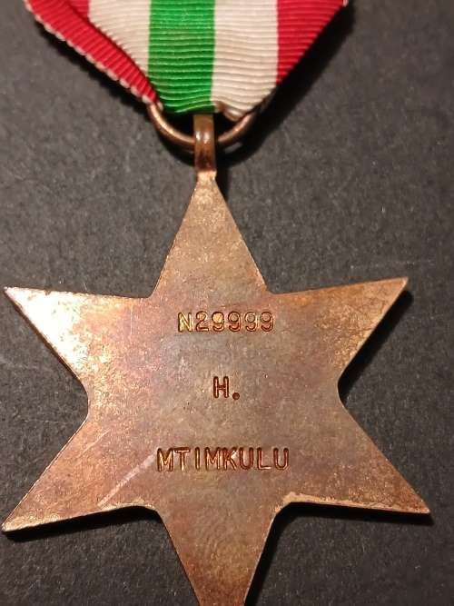WW2 Medal Group Awarded To ( Native Soldier )  N29999 H. MTIMKULU    No.32