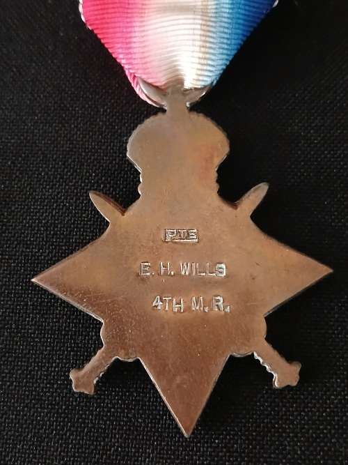 WW1 1914 - 1915 STAR Awarded To: PTE. E.H. WILLS 4TH M.R.                    M30
