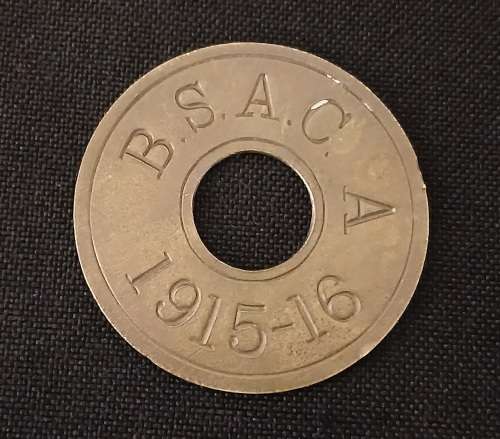 Rhodesia British South Africa Company (BSA Co) Hut Tax Token: 1915-1916 Male ( AU Condition )  F26
