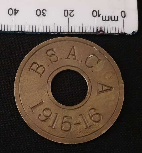 Rhodesia British South Africa Company (BSA Co) Hut Tax Token: 1915-1916 Male ( AU Condition )  F26