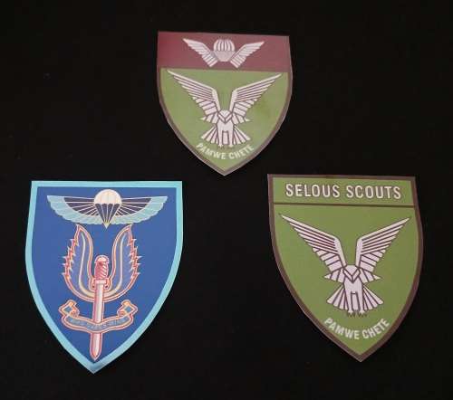 Rhodesia and Selous Scouts Stickers  ( Three Stickers See Photo`s ) ` One Bid For The 3 `       R15