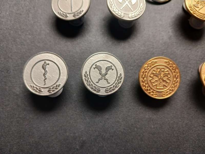 Fire Brigade And Ambulance Rank Badges  ( Silver And Gold Color )  One Badge Missing 1 Pin      F120