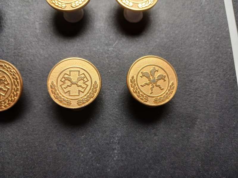 Fire Brigade And Ambulance Rank Badges  ( Silver And Gold Color )  One Badge Missing 1 Pin      F120