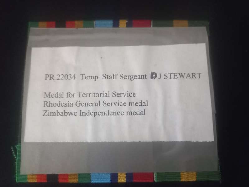 Rhodesian Medal Group Awarded To : 22034 T/SGT STEWART D.J.
