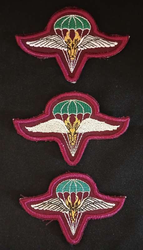 SADF 1 Parachute battalion cloth beret badges ---- 3 Types   ( One Bid For The 3 Badges )     F178