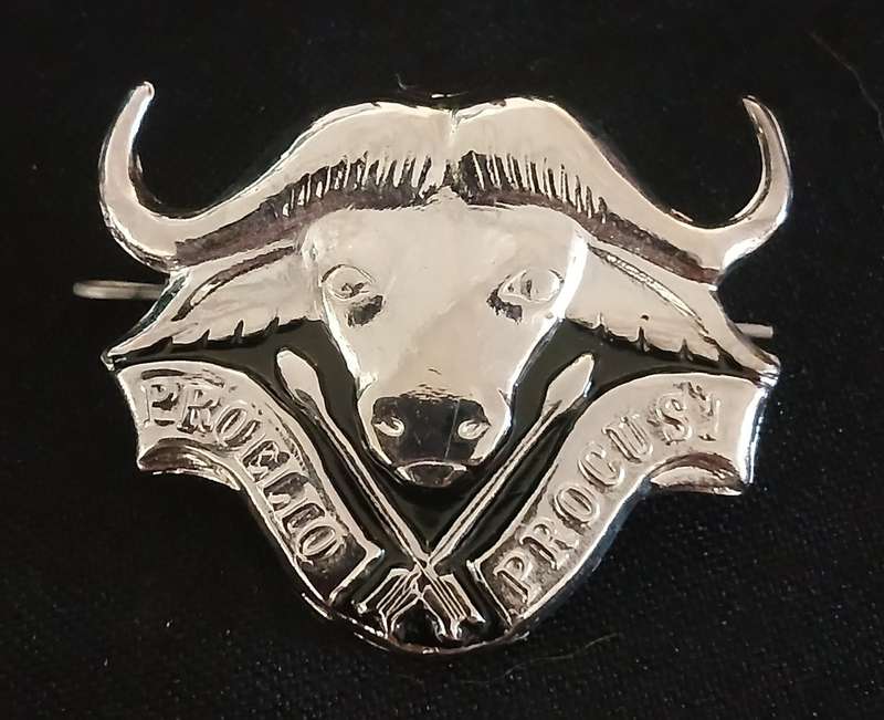 32 BATTALION CHROMED BERET BADGE                F187