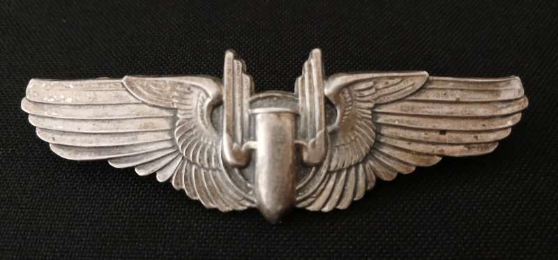 WW2 US ARMY AIR CORPS - AIRGUNNER / AIR FORCE BOMBER PILOT WINGS ( Sterling Silver )         F193