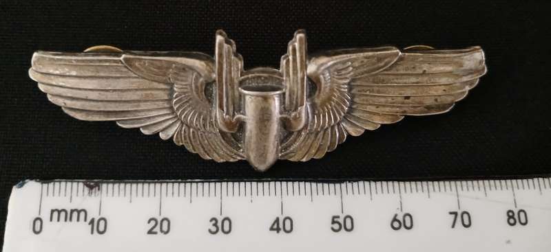 WW2 US ARMY AIR CORPS - AIRGUNNER / AIR FORCE BOMBER PILOT WINGS ( Sterling Silver )         F193