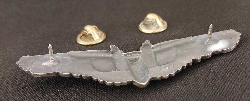 WW2 US ARMY AIR CORPS - AIRGUNNER / AIR FORCE BOMBER PILOT WINGS ( Sterling Silver )         F193