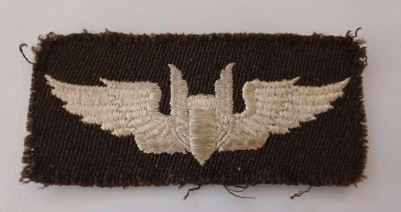 WW2 US  AIR CORPS - AIRGUNNER / AIR FORCE BOMBER PILOT WINGS Embroidered Cloth Badge  P194