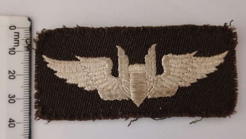 WW2 US  AIR CORPS - AIRGUNNER / AIR FORCE BOMBER PILOT WINGS Embroidered Cloth Badge  P194