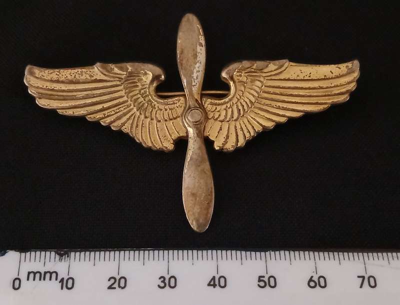 WW2 ARMY AIR FORCE AVIATION CADET CAP BADGE ( TRUART STERLING )    F195