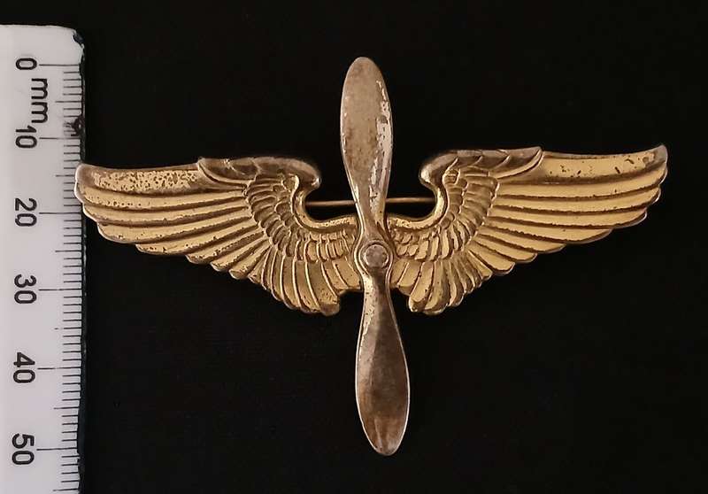 WW2 ARMY AIR FORCE AVIATION CADET CAP BADGE ( TRUART STERLING )    F195