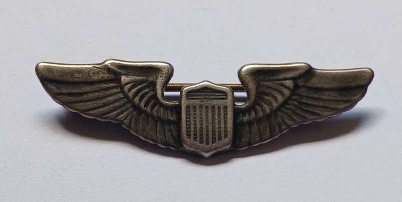 WW2 US ARMY PILOT WING Miniature  ( Mess Dress Size )  ( Sterling )  Size: 3.5cm / 35mm    F197