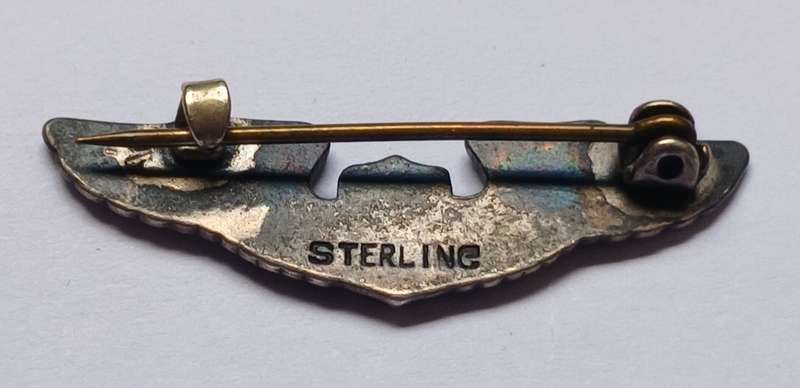 WW2 US ARMY PILOT WING Miniature  ( Mess Dress Size )  ( Sterling )  Size: 3.5cm / 35mm    F197