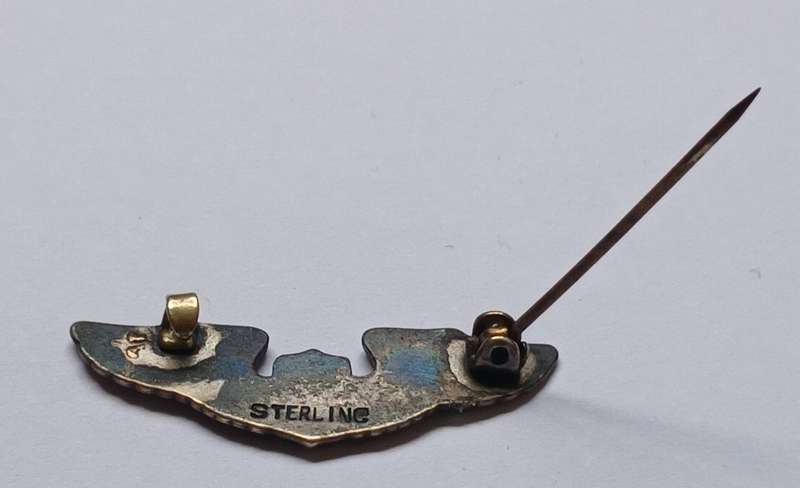 WW2 US ARMY PILOT WING Miniature  ( Mess Dress Size )  ( Sterling )  Size: 3.5cm / 35mm    F197