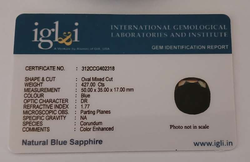 Natural Blue Sapphire  427 Cts