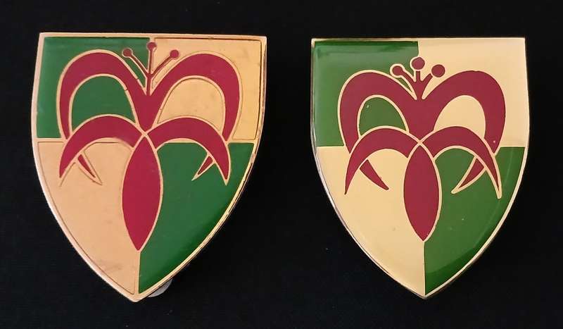 SADF GROUP 5 HQ SHOULDER FLASHES         ``` RARE ```  ( 3 PINS REPAIRED )             H90