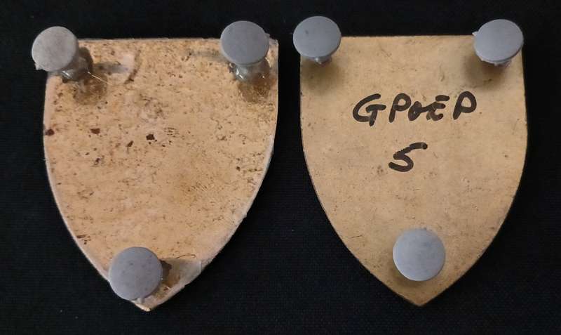 SADF GROUP 5 HQ SHOULDER FLASHES         ``` RARE ```  ( 3 PINS REPAIRED )             H90