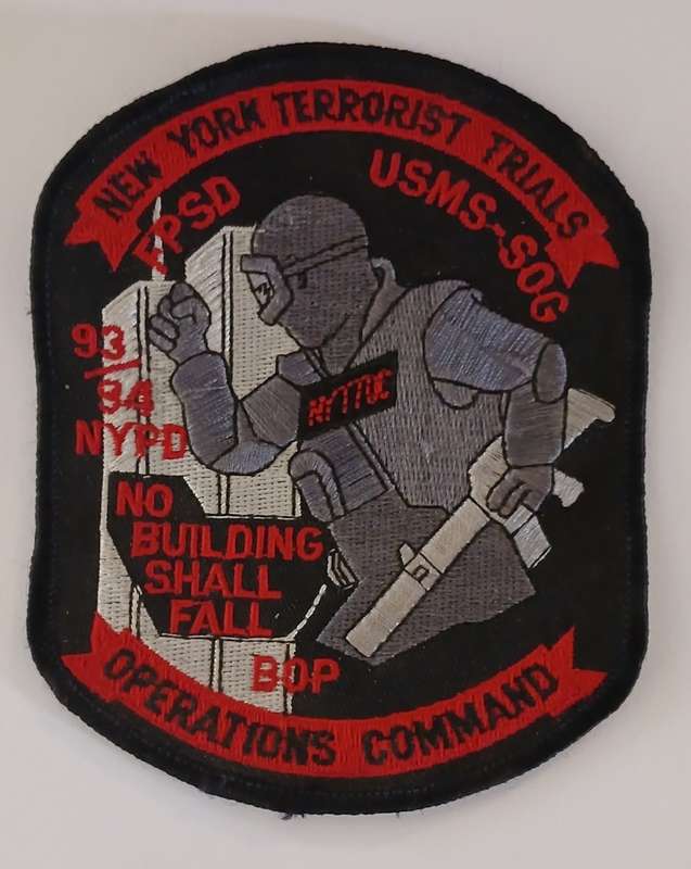 NEW YORK TERRORIST TRAILS OPERATIONS COMMAND 93/94 NYPD POLICE  CLOTH BADGE                 V12