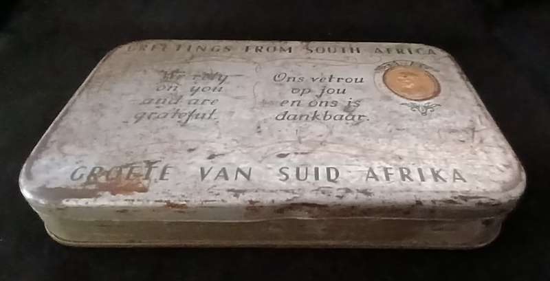 RARE 1940 `GREETINGS FROM SOUTH AFRICA` TIN     V32