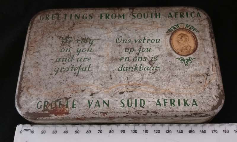 RARE 1940 `GREETINGS FROM SOUTH AFRICA` TIN     V32
