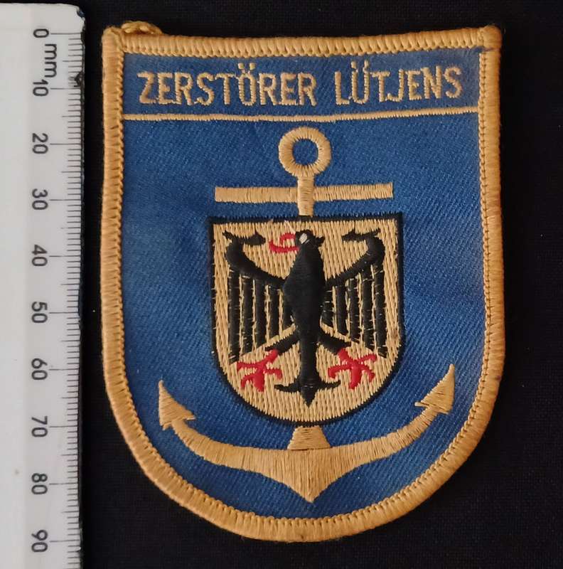 GERMAN NAVY - 103 GUIDED MISSILE DESTROYER D185FGS LUTJENS EMBROIDERED PATCH        V104
