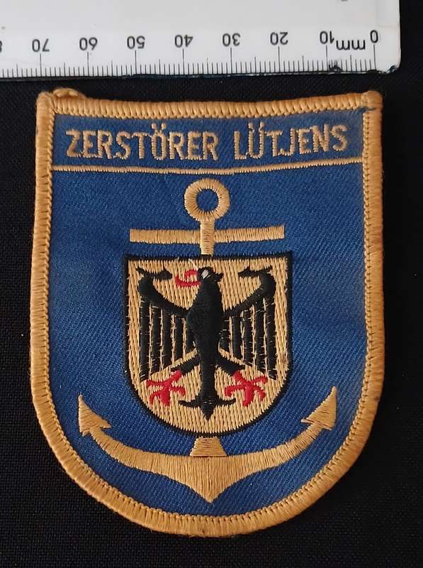 GERMAN NAVY - 103 GUIDED MISSILE DESTROYER D185FGS LUTJENS EMBROIDERED PATCH        V104
