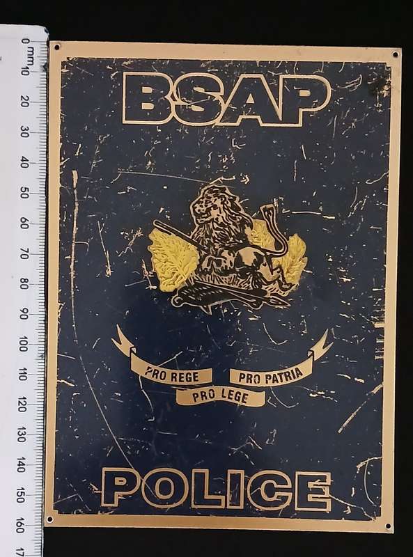 RHODESIA  ----  BSAP POLICE PLAQUE      `` RARE ``                      No.1