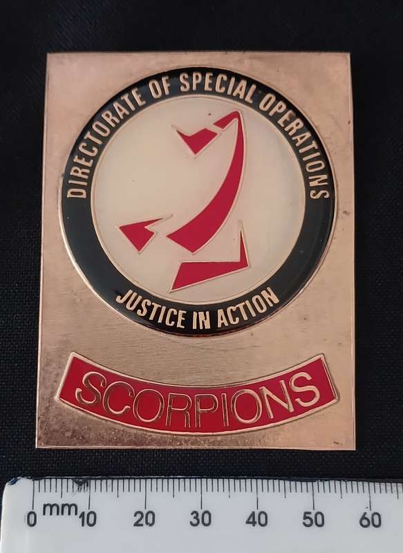 SCORPIONS PLAQUE BADGE SA. DIRECTORATE OF SPECIAL OPERATIONS ESTABLISHED 1999      C15