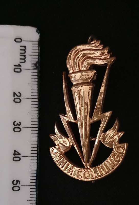 BELGIUM ARMY SIGNAL CORPS CAP BADGE                         C69