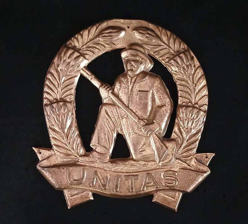 SADF UNITAS CAP AND COLLAR BADGES + PLAQUE BADGE              C91