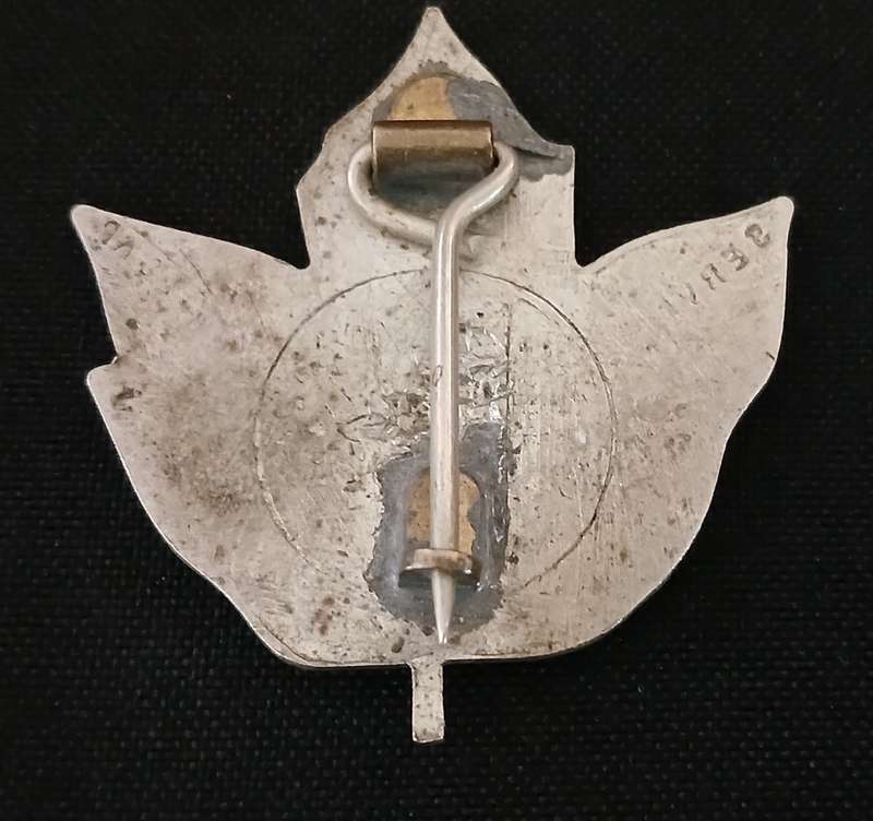 UNKNOWN CANADIAN METAL LEAF BADGE ( TREE OF MERCY ) ( JUSTICE MERCY SERVICE )   C98