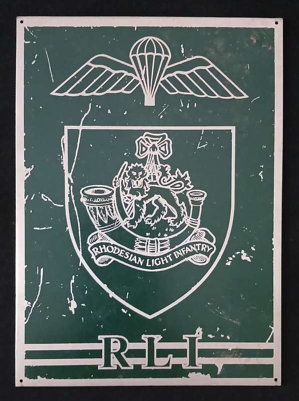 RLI ( RHODESIA LIGHT INFANTRY ) METAL / ENAMEL PLAQUE                     No.4