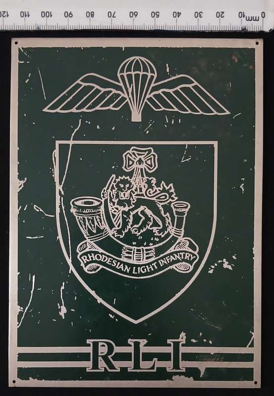 RLI ( RHODESIA LIGHT INFANTRY ) METAL / ENAMEL PLAQUE                     No.4
