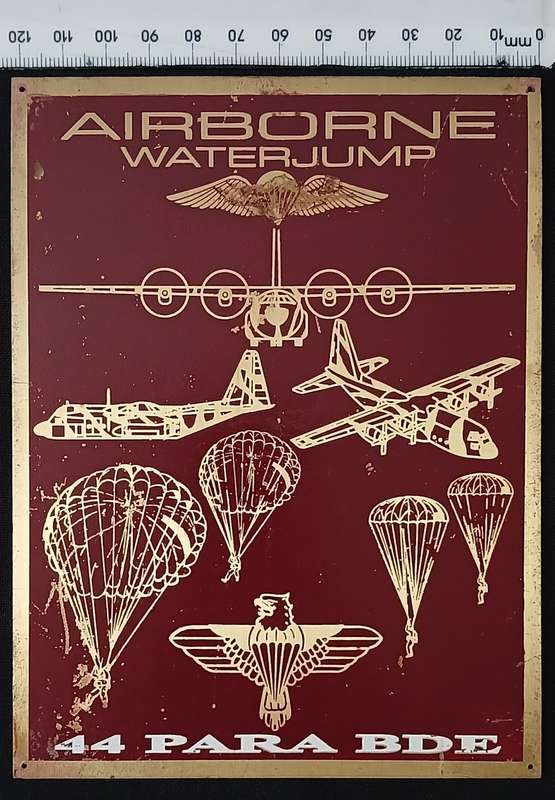 44 PARA BDE.   AIRBORNE WATERJUMP  BRASS AND ENAMEL PLAQUE        No.6