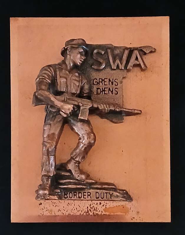 Original old SADF `SWA Border Duty / Grens Diens` coppered Plaque