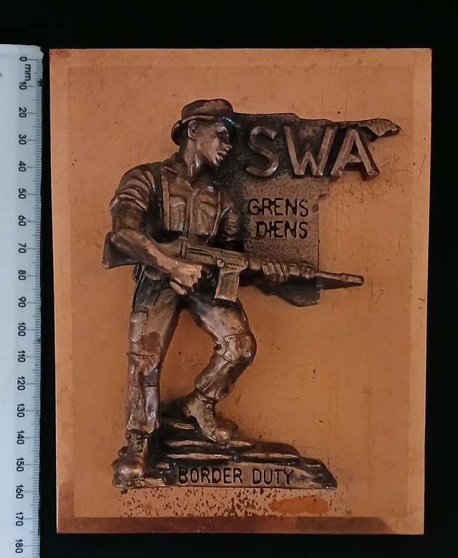 Original old SADF `SWA Border Duty / Grens Diens` coppered Plaque